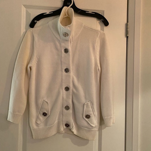 Ralph Lauren white wool cardigan small with silver buttons - Picture 1 of 3